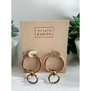 14th & Union 1 1/2" Gold Tone & Silver Tone Interlocking Hoops-NWT
